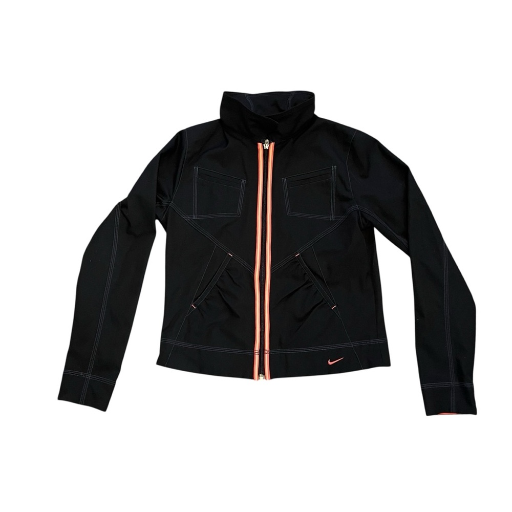 Nike Women's Black Track Jacket with Coral Accents‎ Size medium